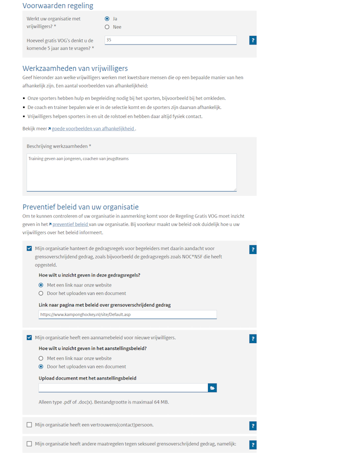 Formulier voor invullen begroting