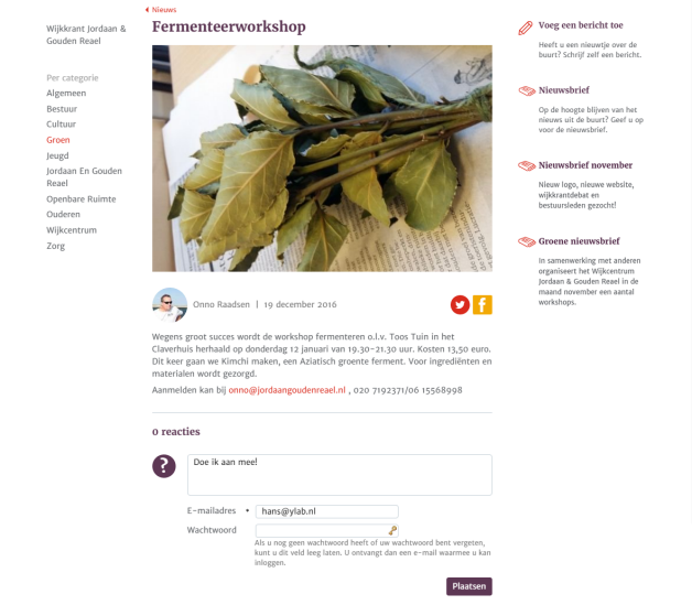 Bericht met nieuwe reactie