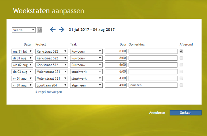 Gewerkte uren zelf invullen